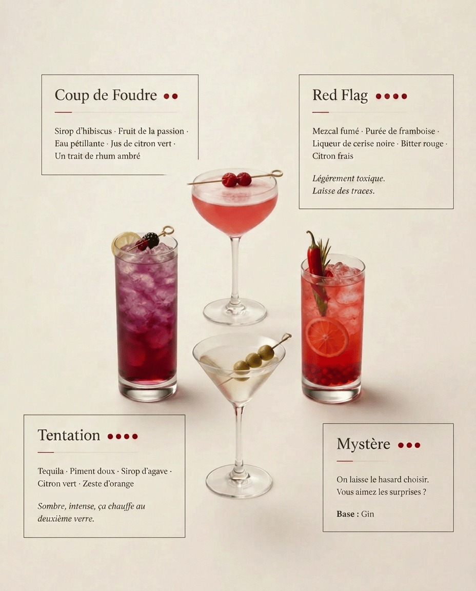 Carte des cocktails
